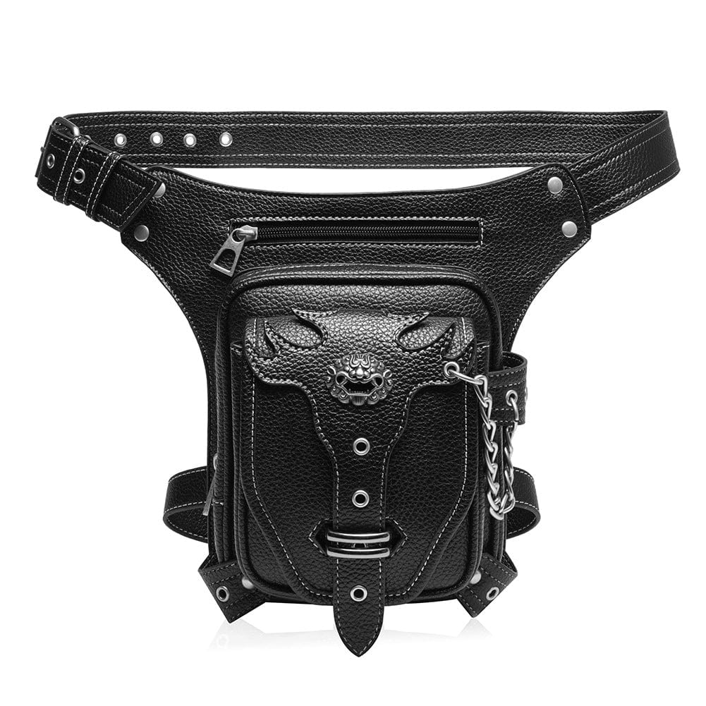 Men's Steampunk Lion's Head Chain Waist Bag - Image 3