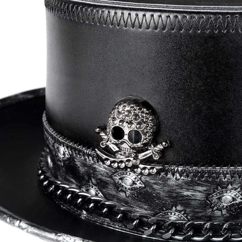 Men's Steampunk Nailed Faux Leather Hat - Image 5