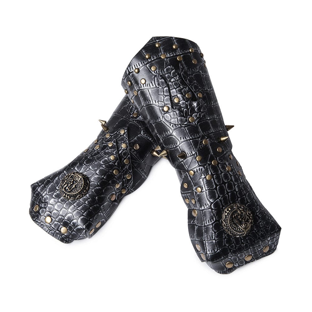 Men's Steampunk Studded Faux Leather Cosplay Gloves - Image 3