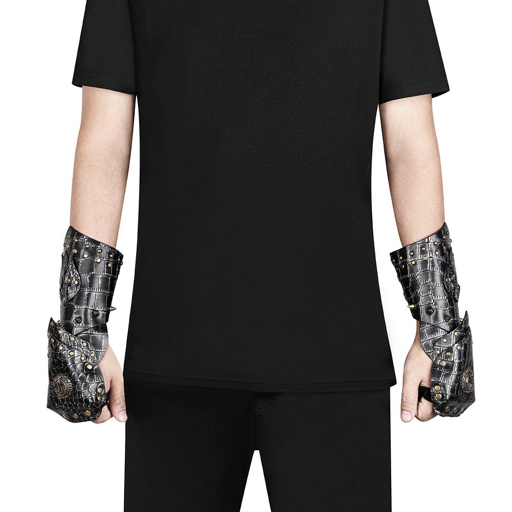 Men's Steampunk Studded Faux Leather Cosplay Gloves - Image 5