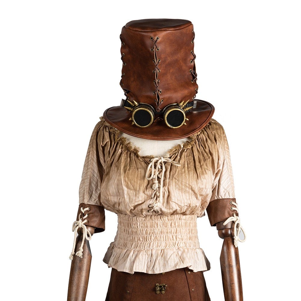 Men's Steampunk Sutural High Hat with Glasses - Image 4