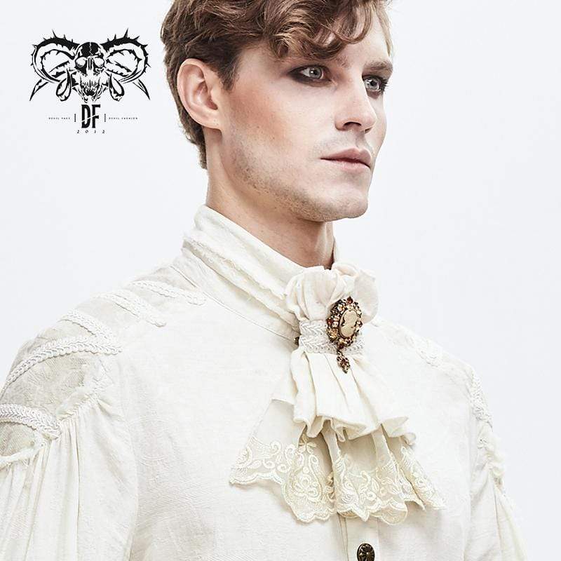 Men's Vintage Lace Edge Pandent White Bowties - Image 2