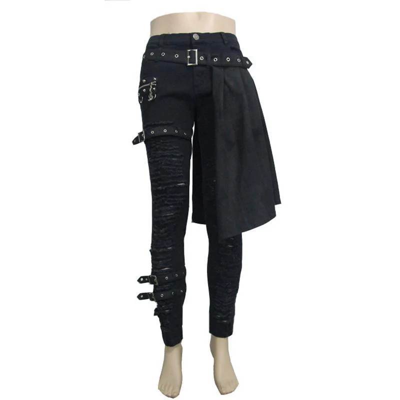 Men's Punk Distressed Jeans with peplum - Image 4