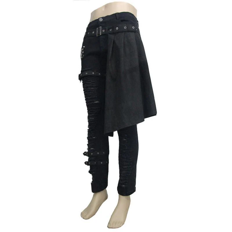 Men's Punk Distressed Jeans with peplum - Image 5