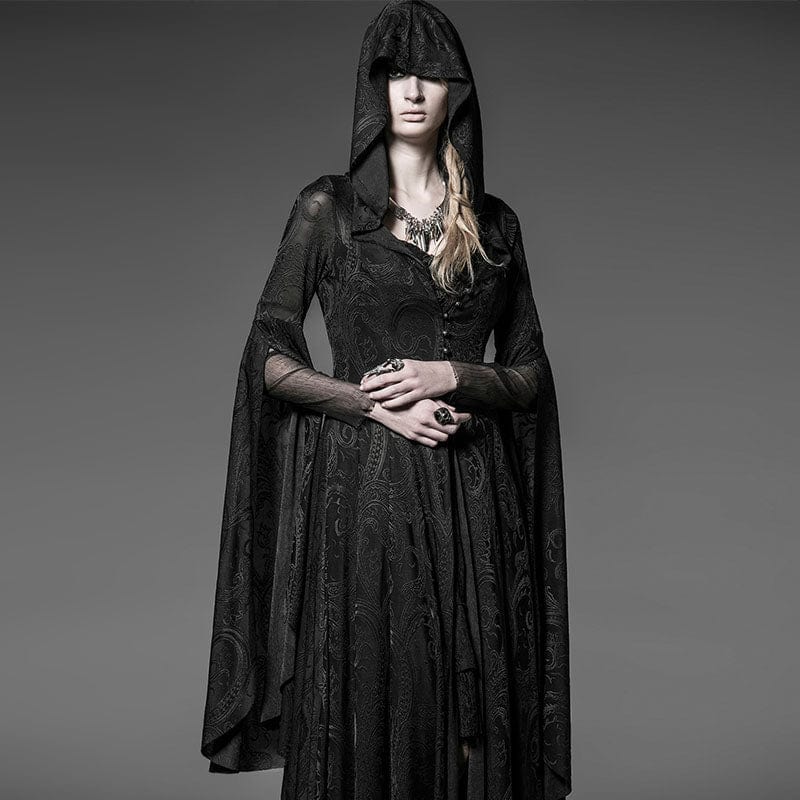 Women's Gothic Hooded Witch Maxidress Halloween Priestess Dress - Image 5