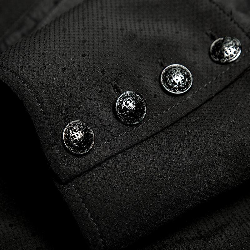 Men's Gothic Black Stripes Shirt With Necktie - Image 7