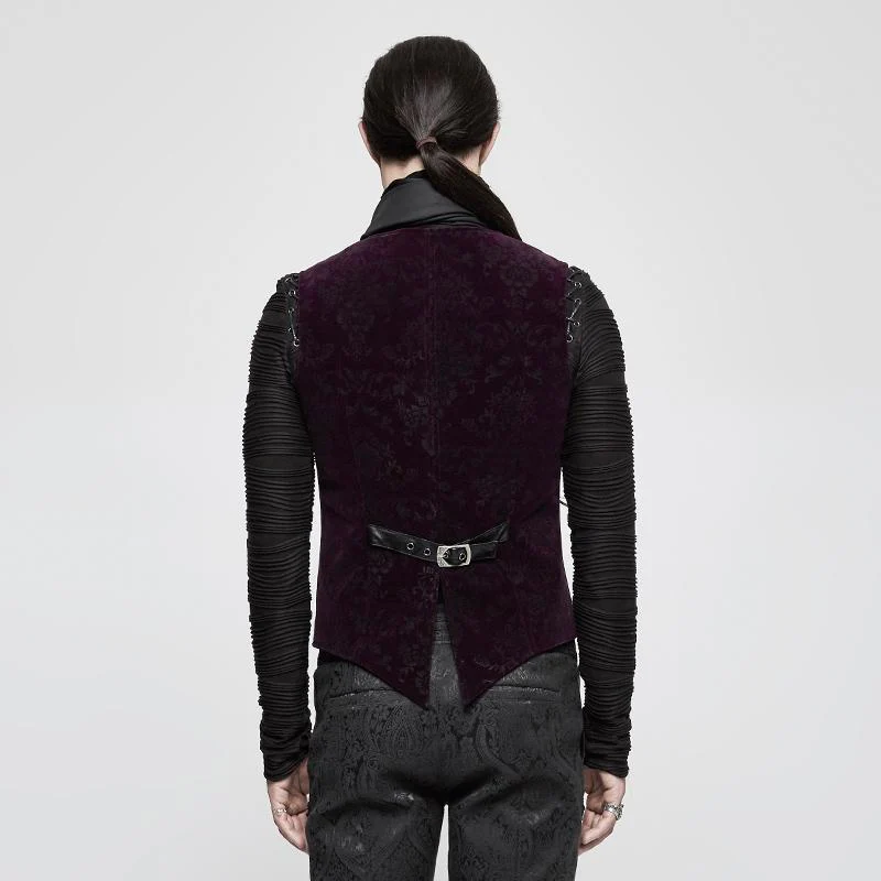 Men's Gothic Floral Jacquard Vest - Image 3