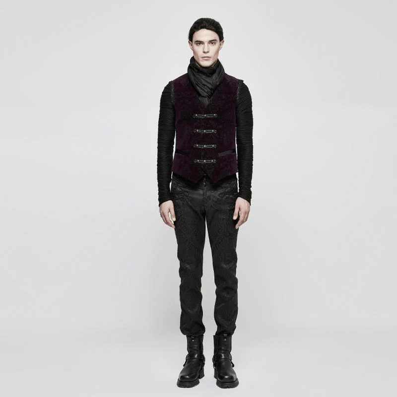 Men's Gothic Floral Jacquard Vest - Image 4