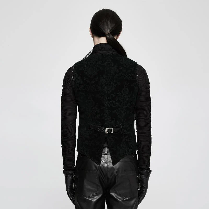Men's Gothic Floral Jacquard Vest - Image 7
