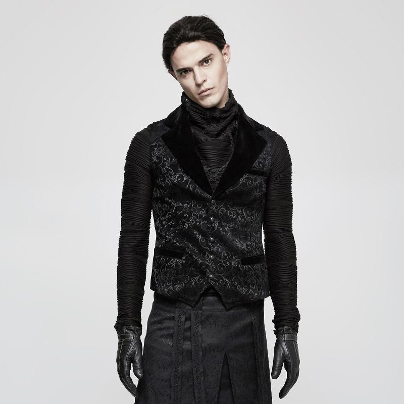 Men's Gothic Vintage Jacquard Waistcoat - Image 5