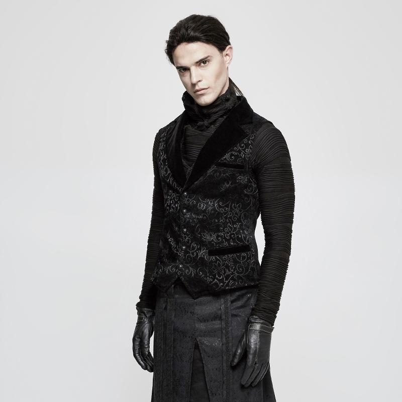 Men's Gothic Vintage Jacquard Waistcoat - Image 6