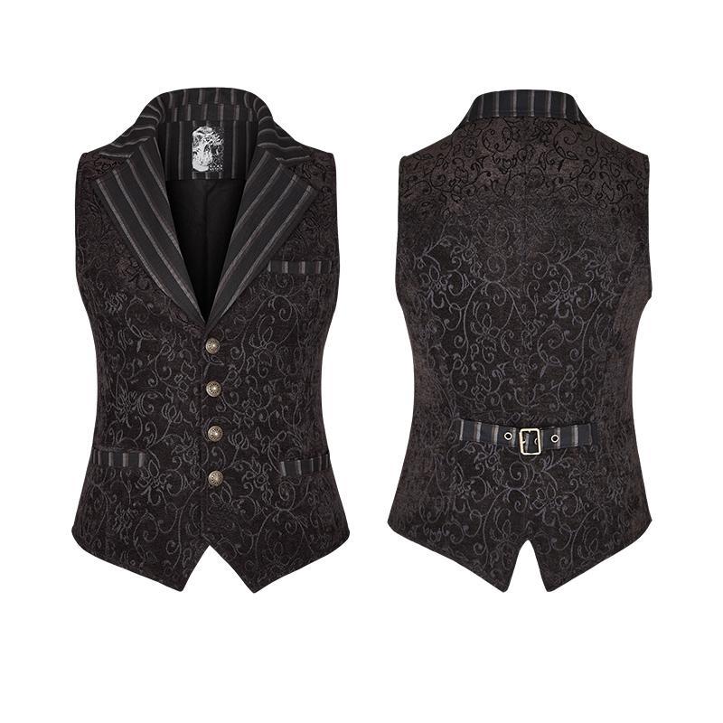 Men's Gothic Vintage Jacquard Waistcoat - Image 9