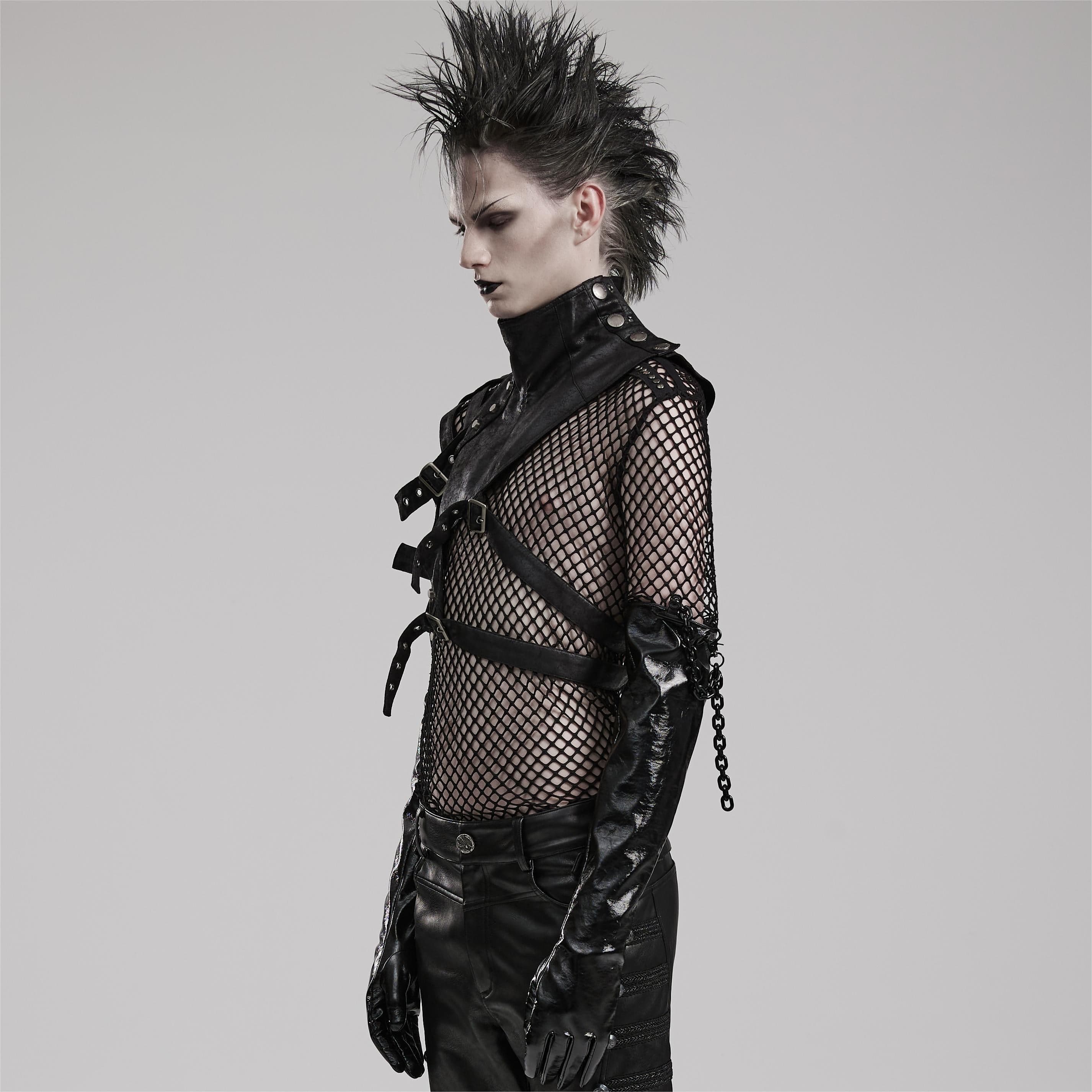 Men's Mechanical Steampunk Faux Leather Rivets Harness/Collar - Image 2
