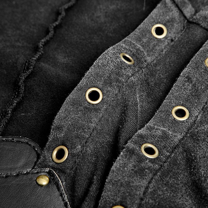 Men's Retro Lace Up Tank Top With Buckles Black - Image 7