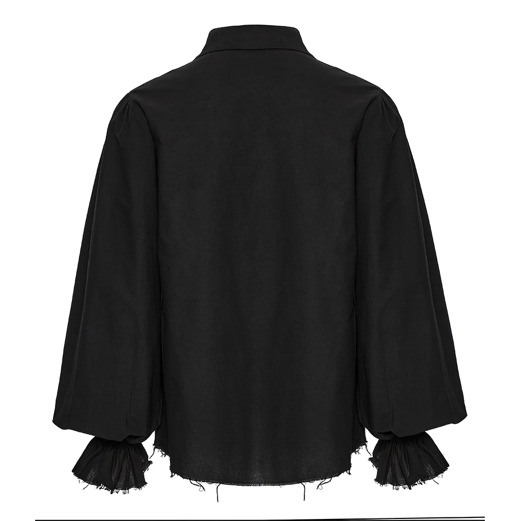 Punk Rave Men's Steampunk Ruched Lace-up Drawstring Long-Sleeve Shirt Y873 - Image 6