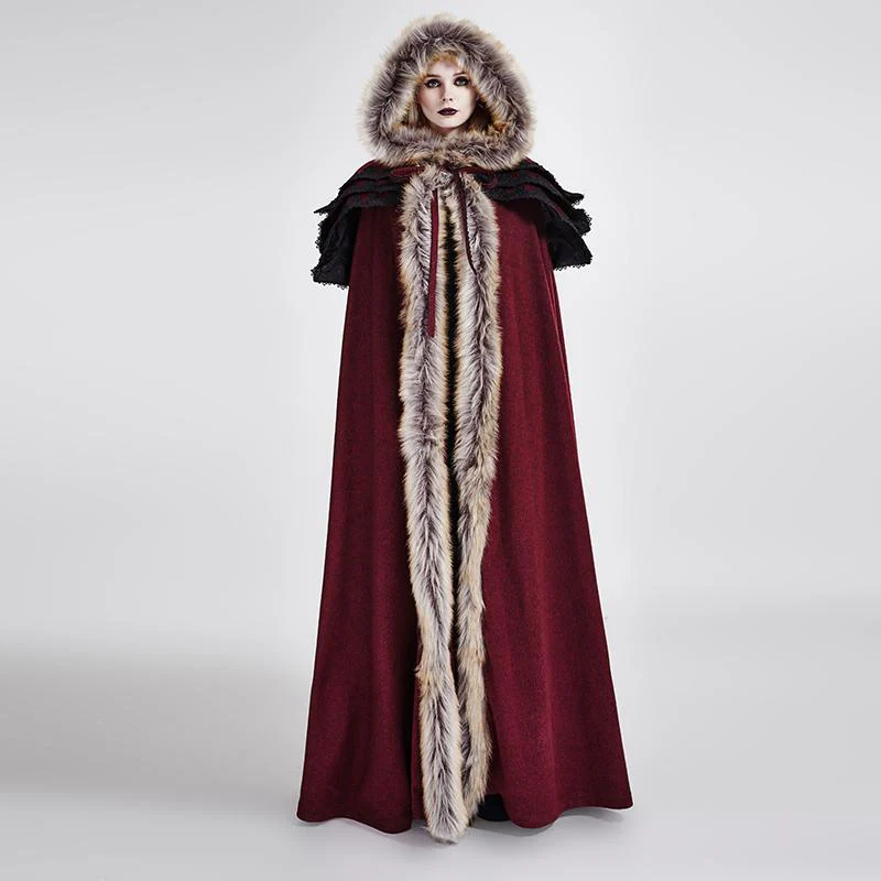 Women's Gothic Woolen Hooded Maxi Coat - Image 6