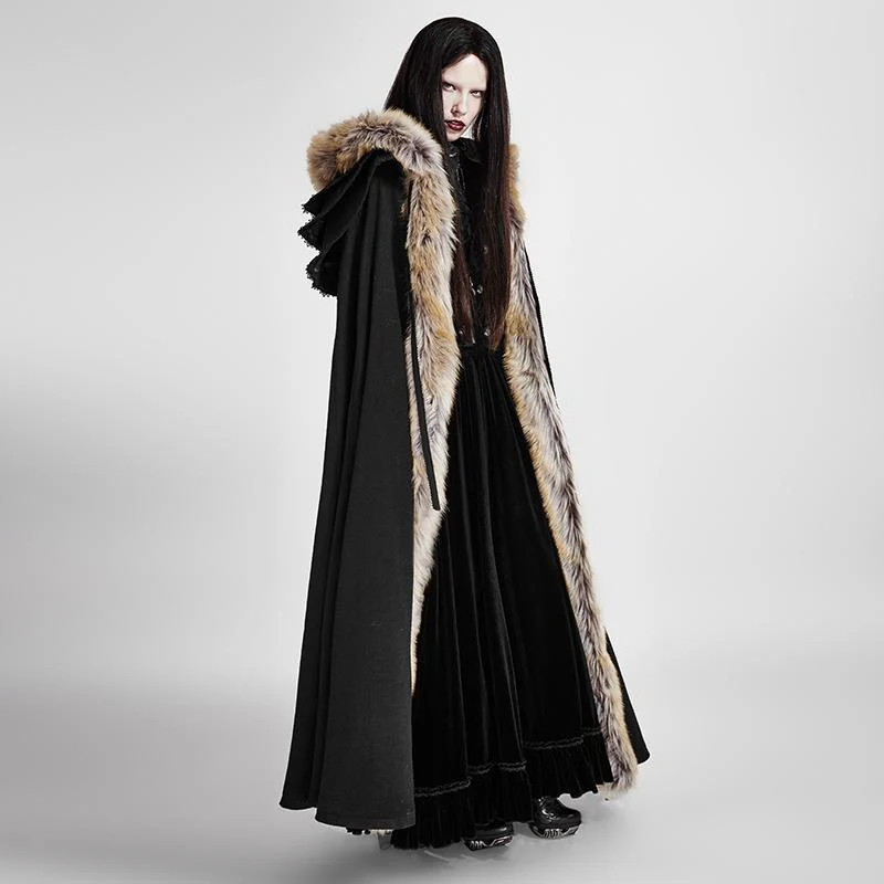 Women's Gothic Woolen Hooded Maxi Coat - Image 2