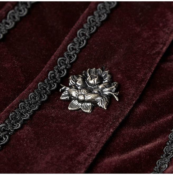 Women's Gothic Stand Collar Forked Tail Velvet Jackets - Image 8