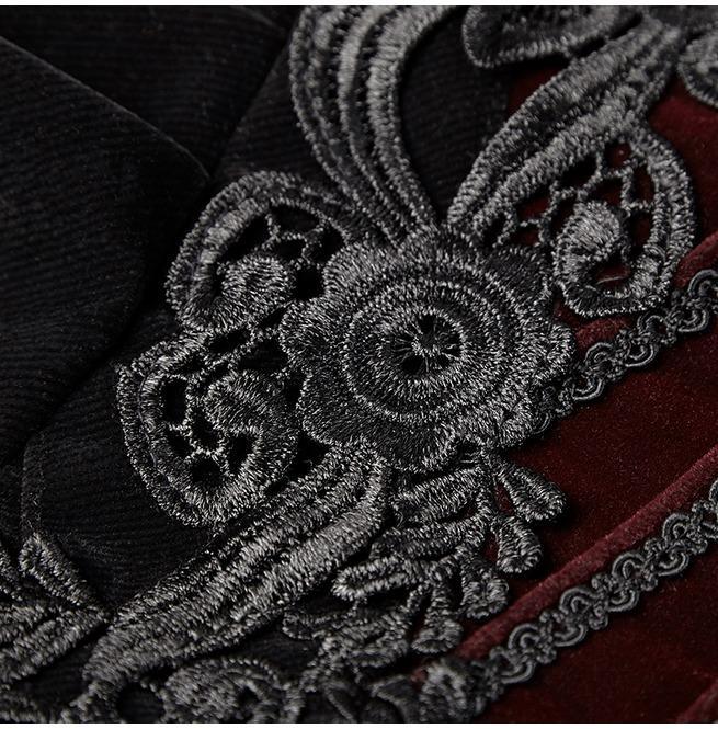 Women's Gothic Stand Collar Forked Tail Velvet Jackets - Image 9