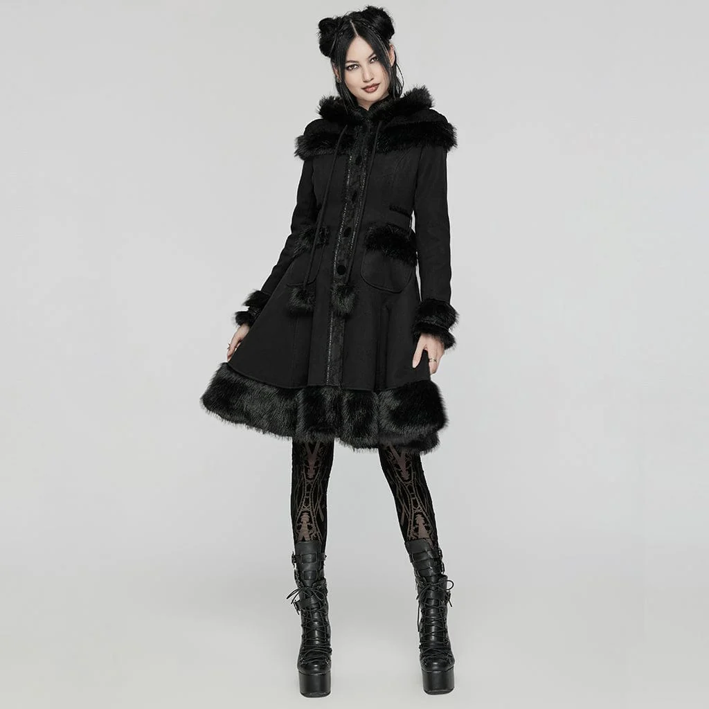 Women's Lolita Hooded Bowknot Overcoat - Image 4