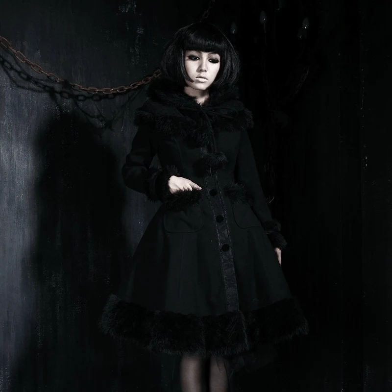 Women's Lolita Hooded Bowknot Overcoat - Image 5