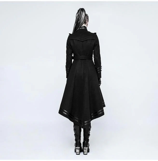 Women's Military Uniform Worsted Long Coat With Belt - Image 4