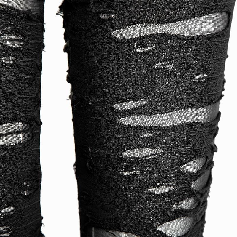 Women's Punk Ripped Black Leggings - Image 10