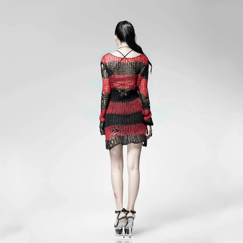 Women's Striped Ripped Casual Sweater - Image 10