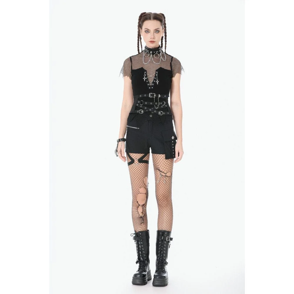Women's Punk Buckle-up Side Zip Chained Belt - Image 5
