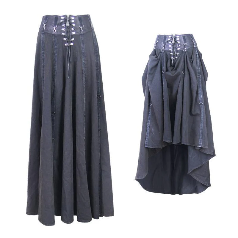 Women's Vintage Umbrella Skirt With Leather Waistband - Image 4