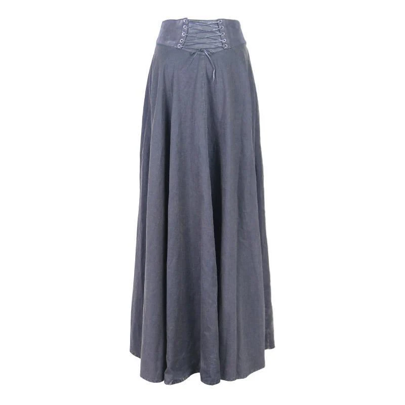 Women's Vintage Umbrella Skirt With Leather Waistband - Image 6