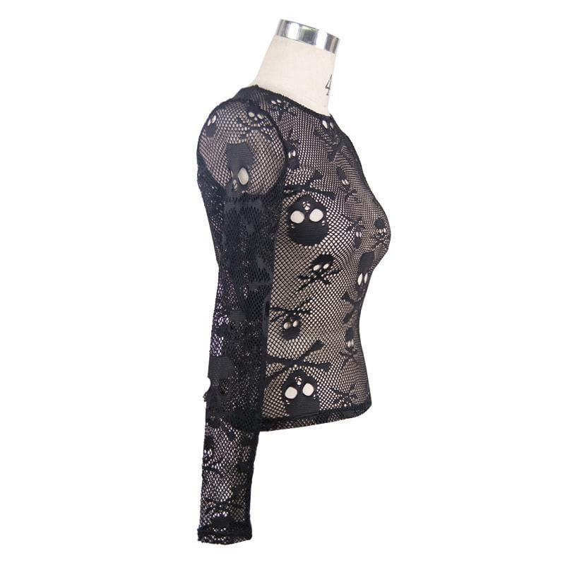 Women's Skull Net Short Goth Top - Image 4