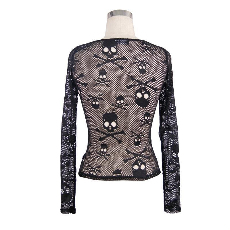 Women's Skull Net Short Goth Top - Image 5