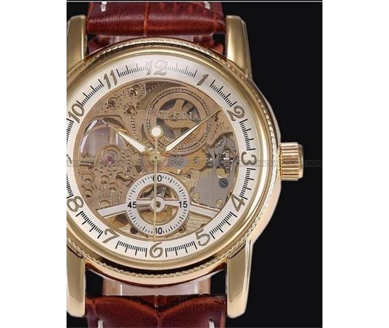Steampunk Men's Skeleton Mechanical Leather Wrist Watch - Image 2