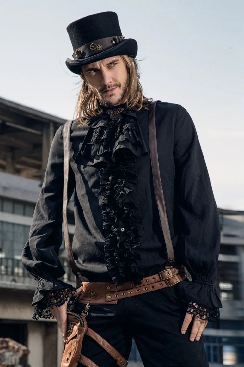 Steampunk Ruffled Shirt With Necktie - Image 6