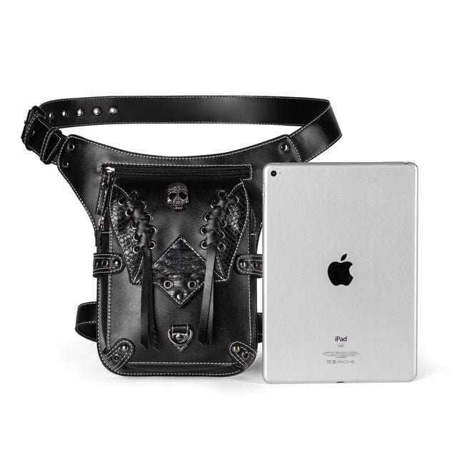 Steampunk Strappy Skull Waist Bag - Image 4