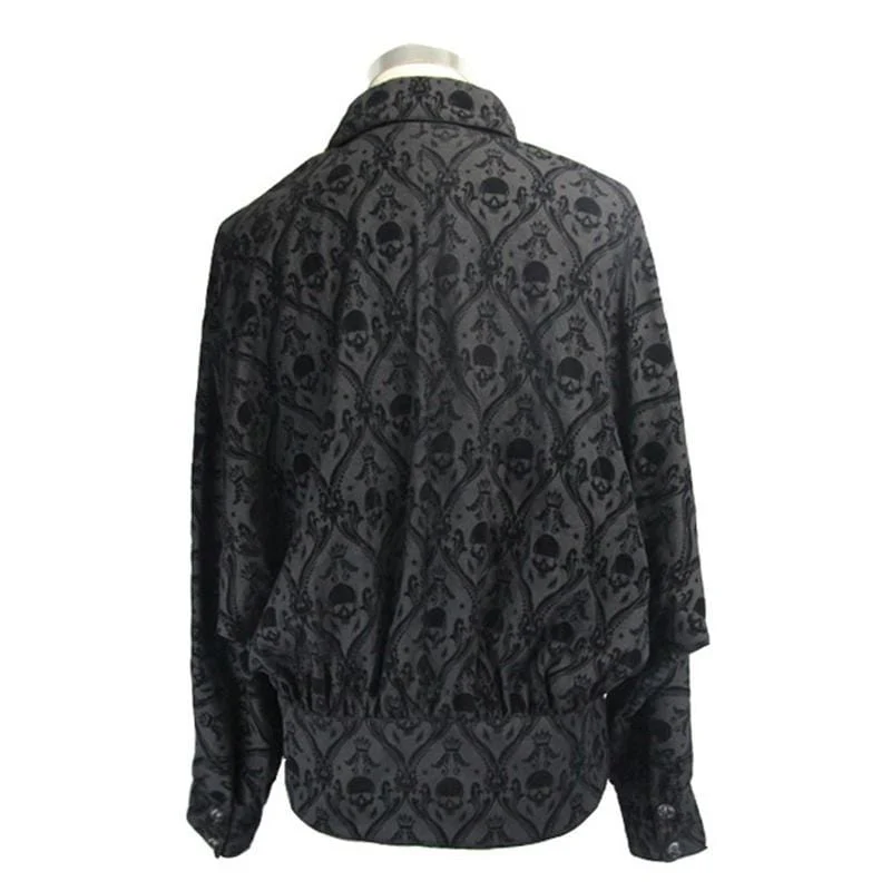Men's String and Grommet Lacing Gothic Self Patterned Shirt - Image 5