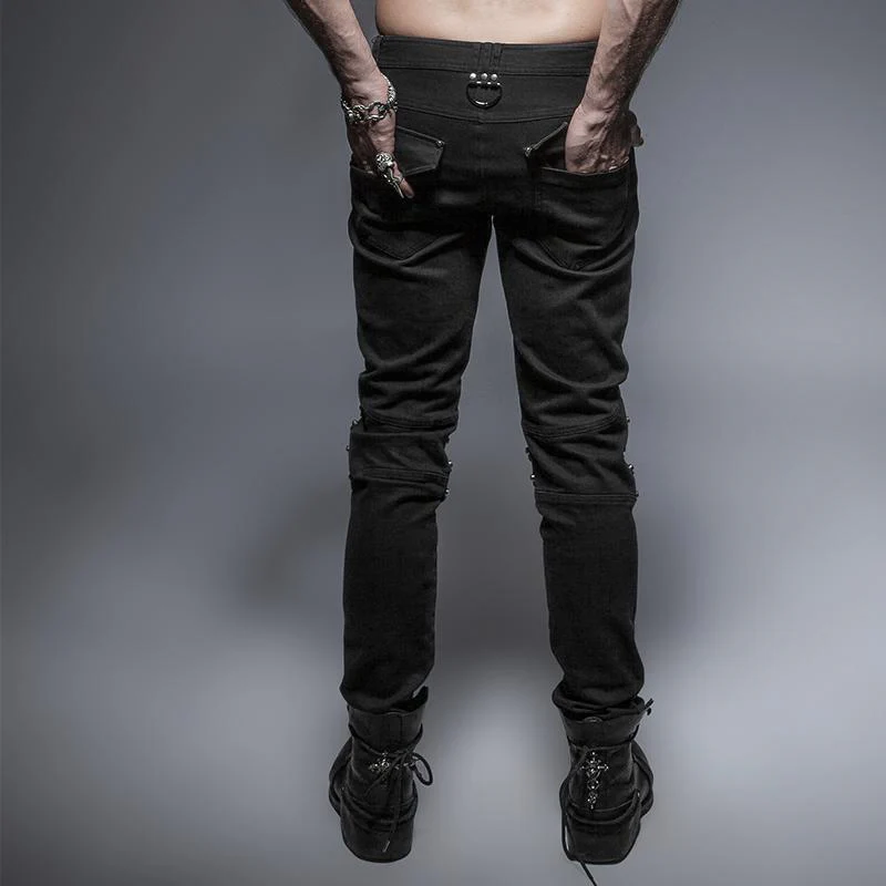 Men's Unique Armor Knee Men's Washing Jeans - Image 3