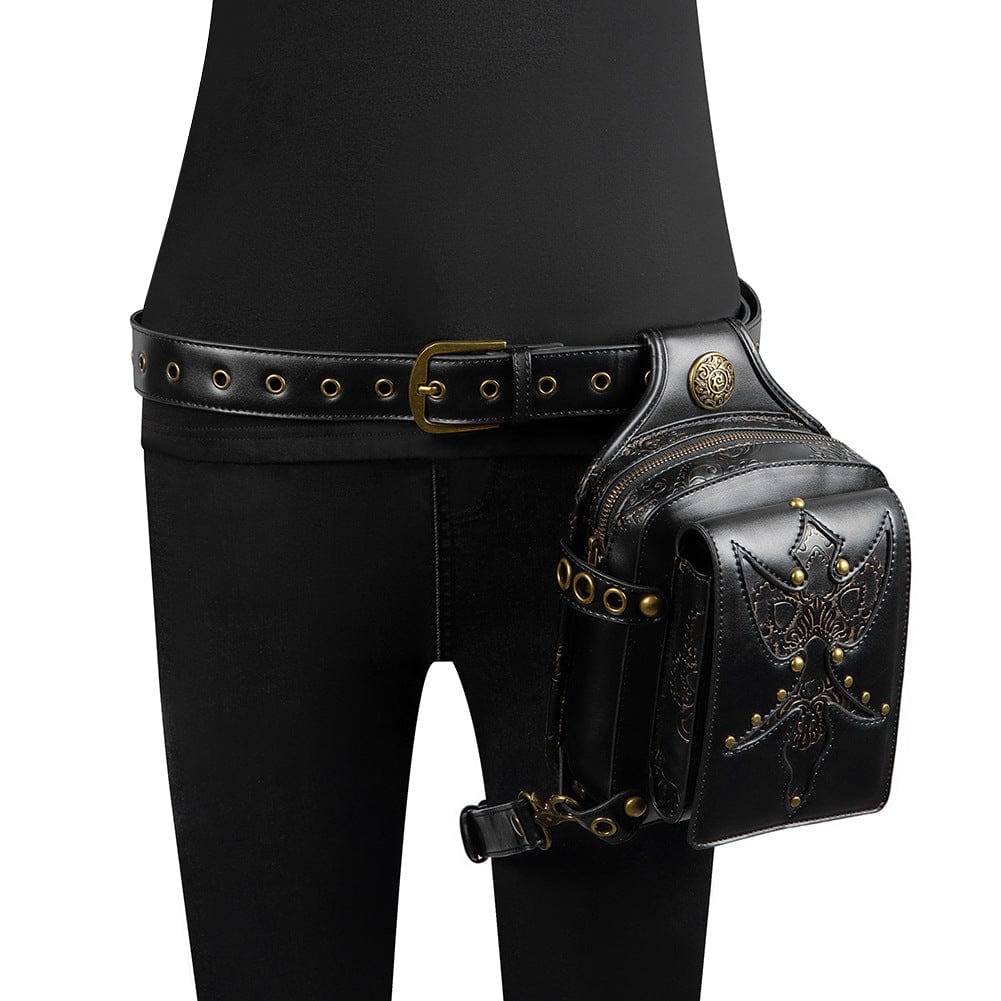 Unisex Gothic Embossed Rivet Waist Bag