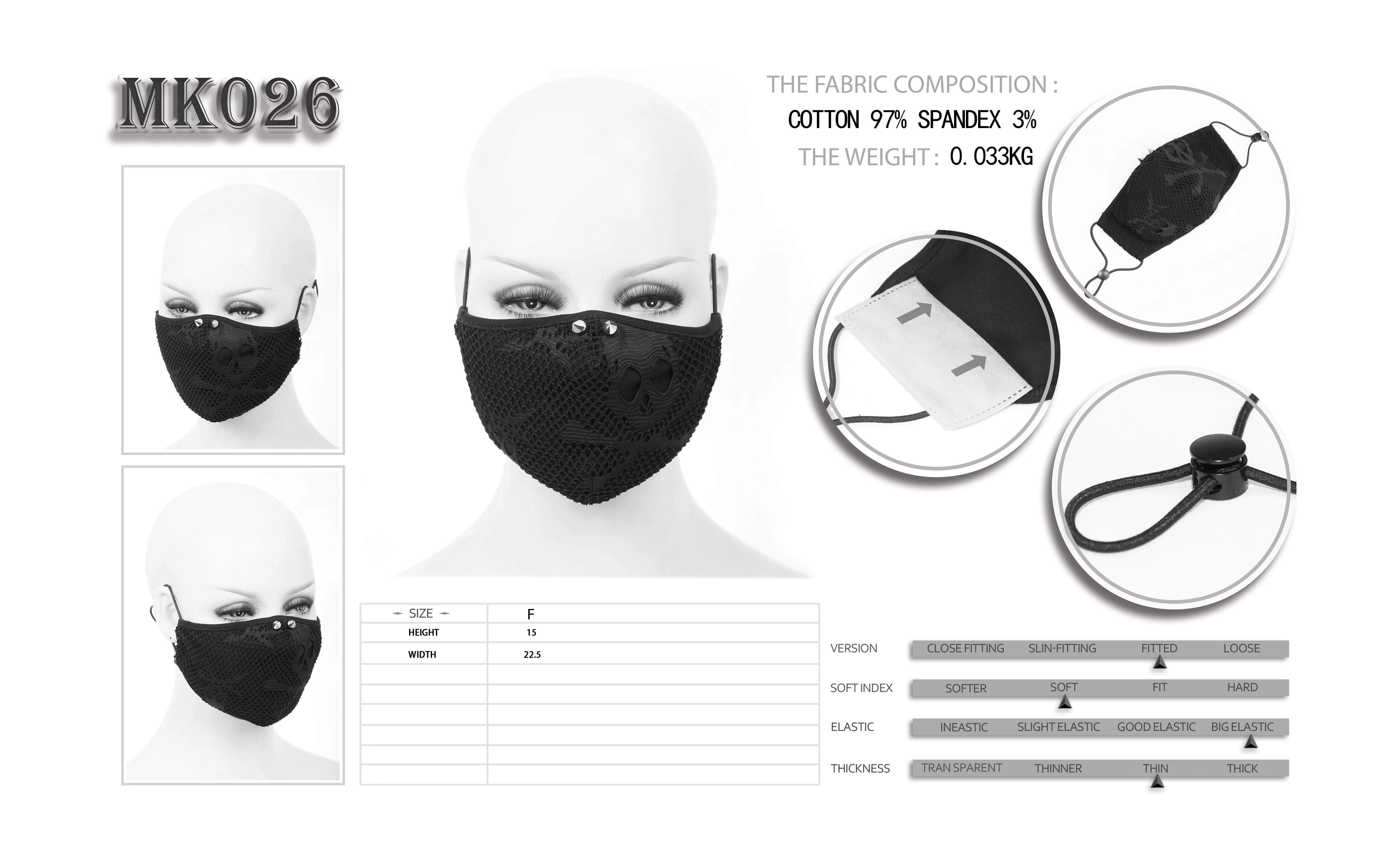 Unisex Gothic Skelenton Mesh Overlaide Masks With Disposable Filter Insert Set of two - Image 8
