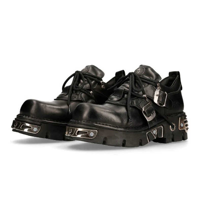 Unisex Punk Metal Splice Buckle Platform Shoes - Image 3