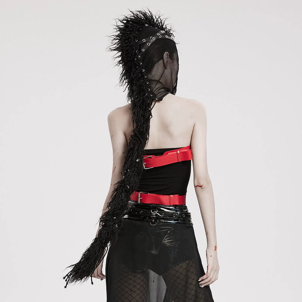 Unisex Punk Mohawk Mesh Hood - Image 7