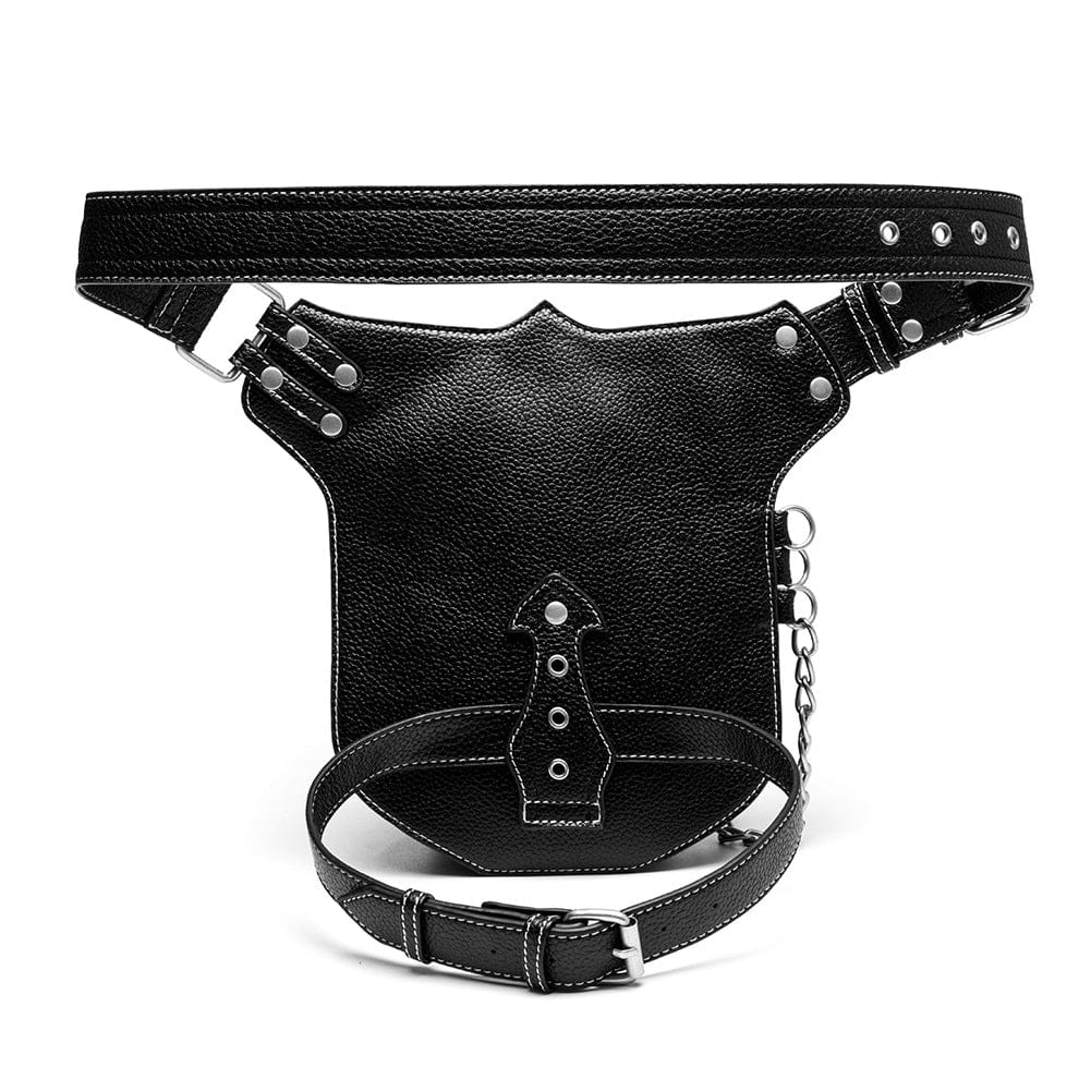 Unisex Punk Rivet Cross Chained Waist Bag - Image 5