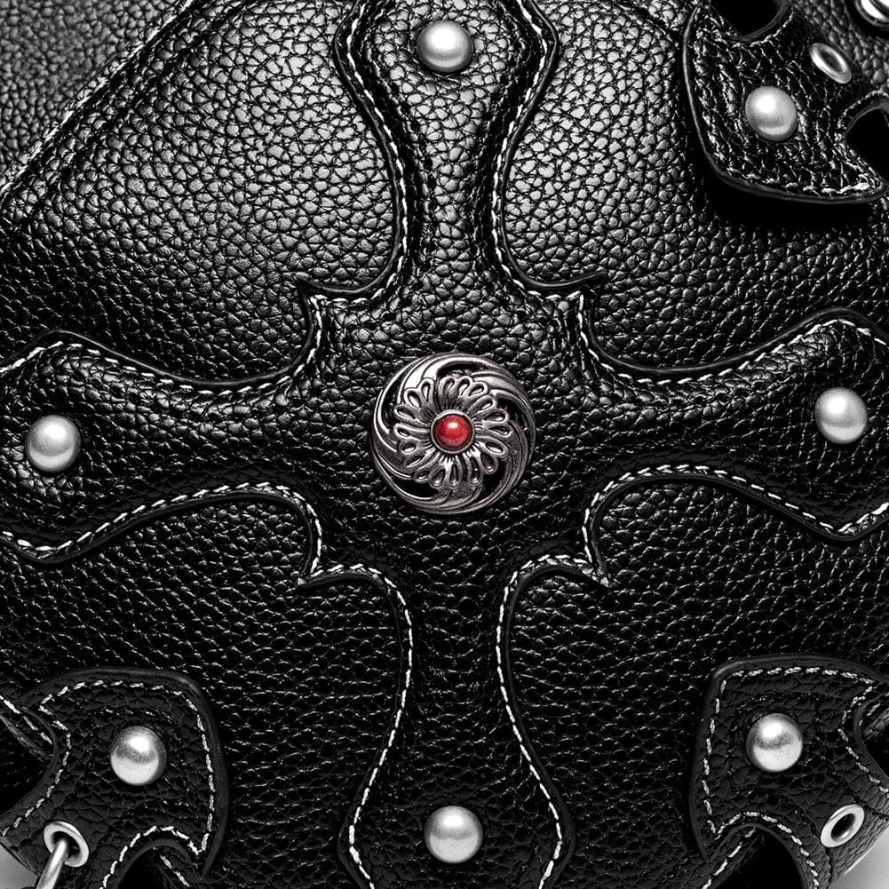 Unisex Punk Rivet Cross Chained Waist Bag - Image 6