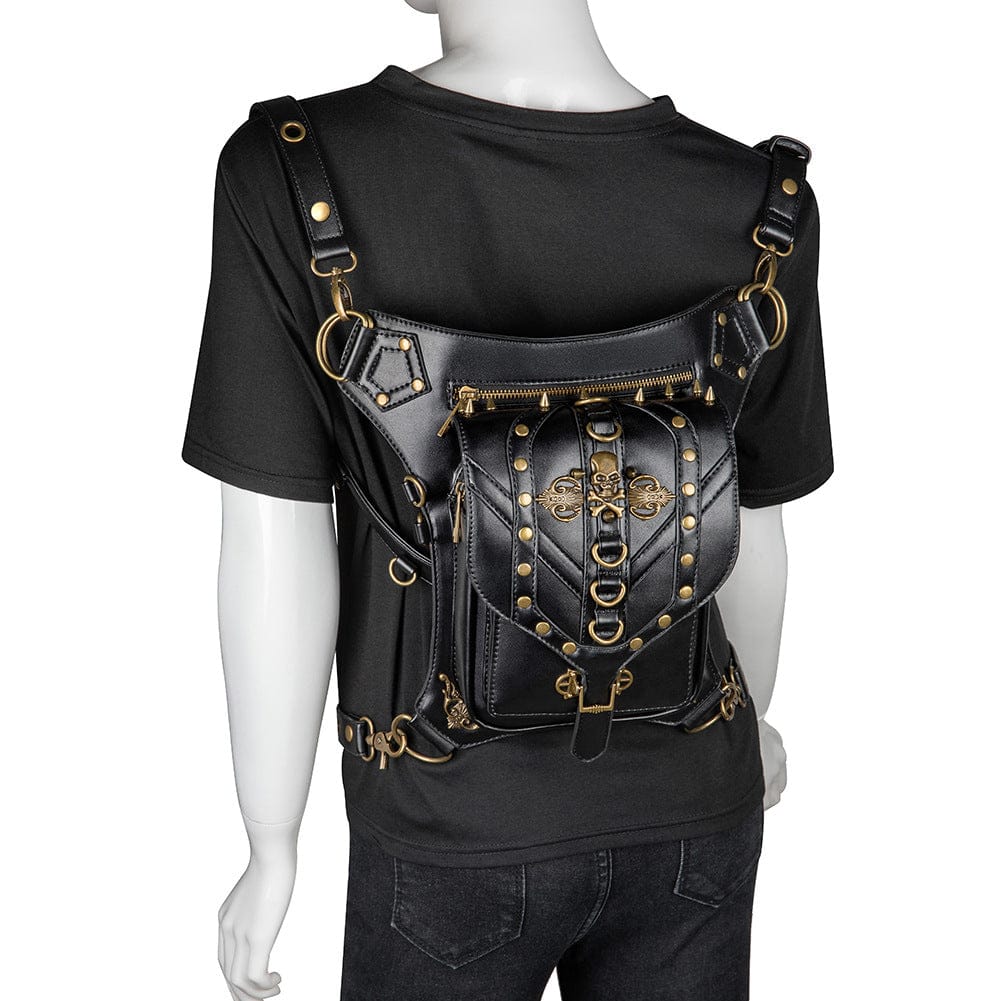 Unisex Punk Rivet Skull Waist Bag - Image 2