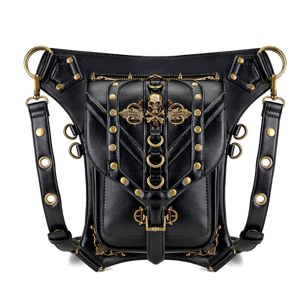 Unisex Punk Rivet Skull Waist Bag - Image 3