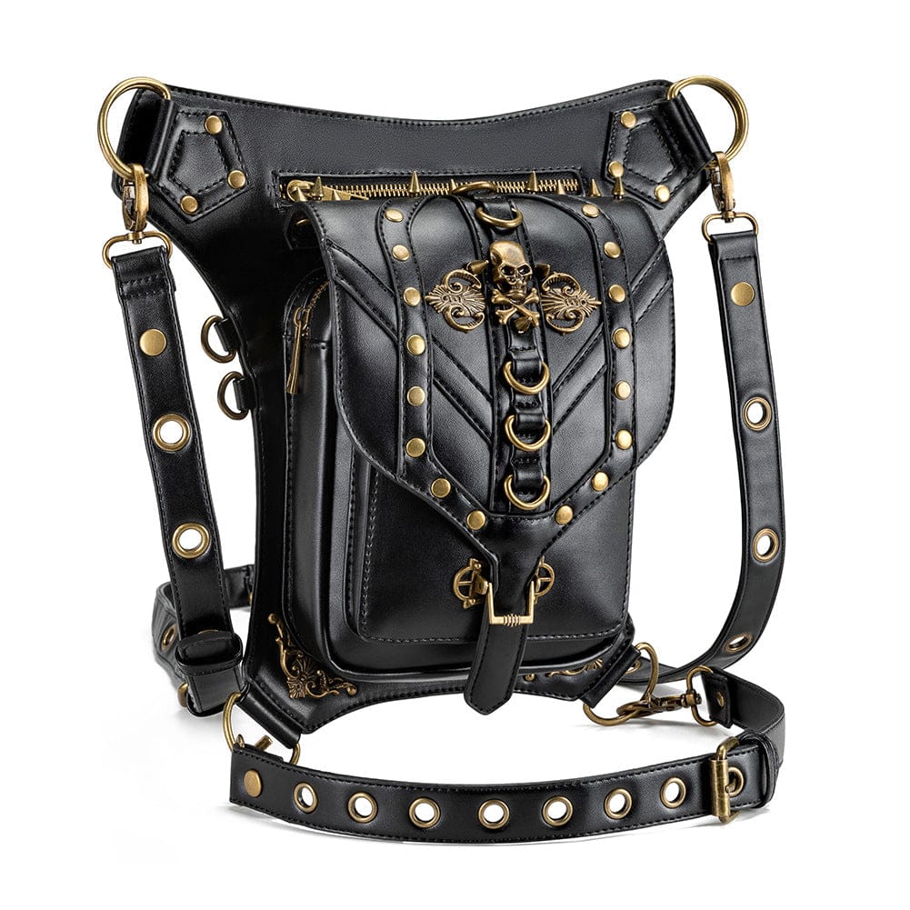 Unisex Punk Rivet Skull Waist Bag - Image 4