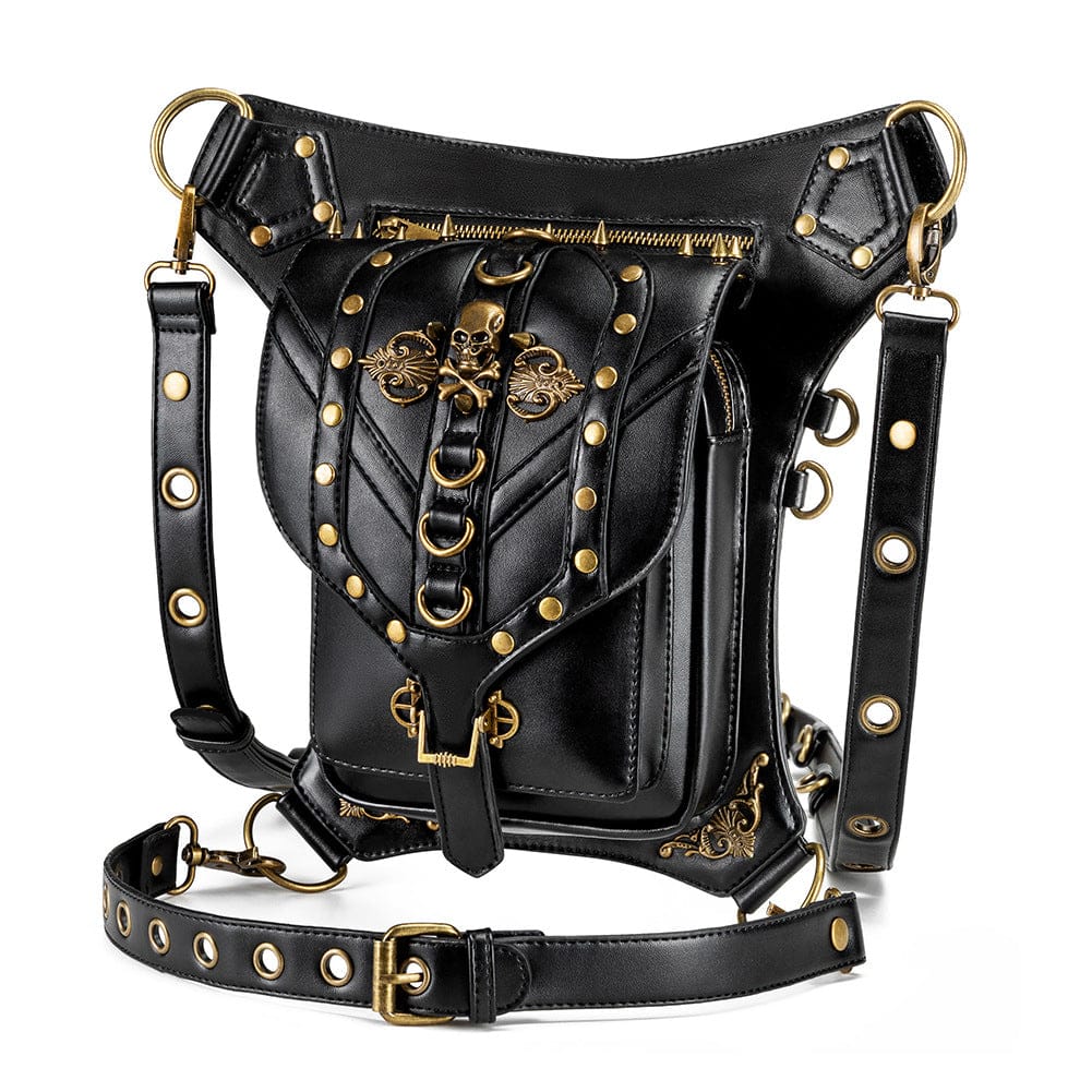 Unisex Punk Rivet Skull Waist Bag - Image 5