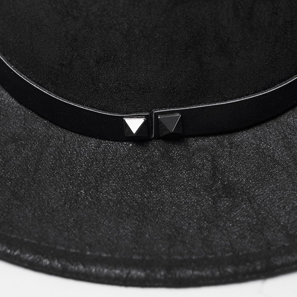 Unisex Punk Rivets Straps Hat Black - Image 10