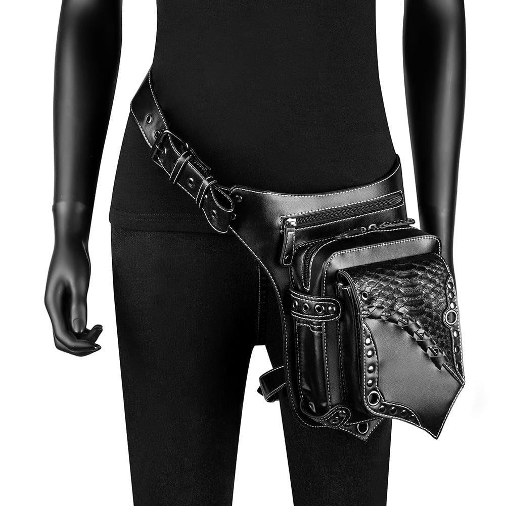 Unisex Punk Snakeskin Waist Bag